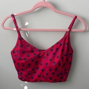 Kortni Jeane Red Strawberry Print Crop Top swim suit top